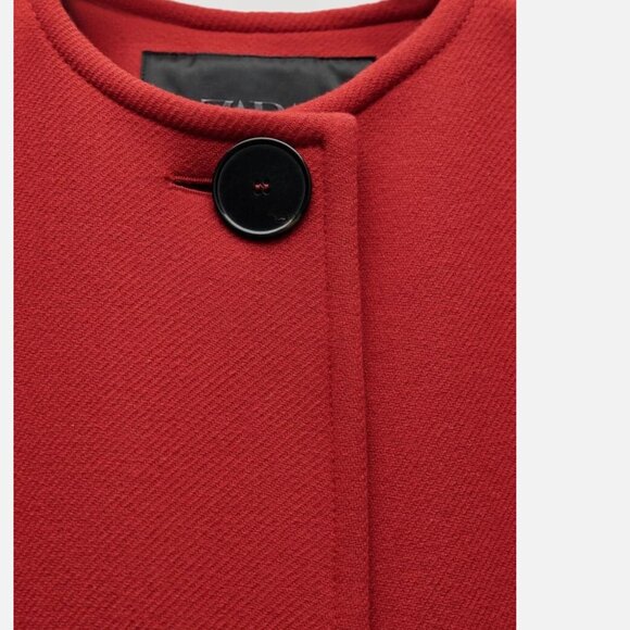 NWOT ZARA MANTECO WOOL BLEND COAT ZW COLLECTION RED XL REF. 9862/638 - Picture 12 of 15